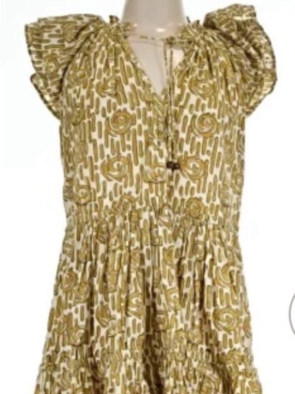 Anthropologie Printed Mini Dress in Mustard
